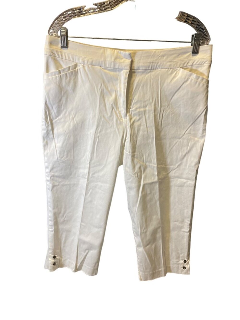 Counterparts 12P White Tailored Capri Pants Minimalist Casual Preppy Coastal